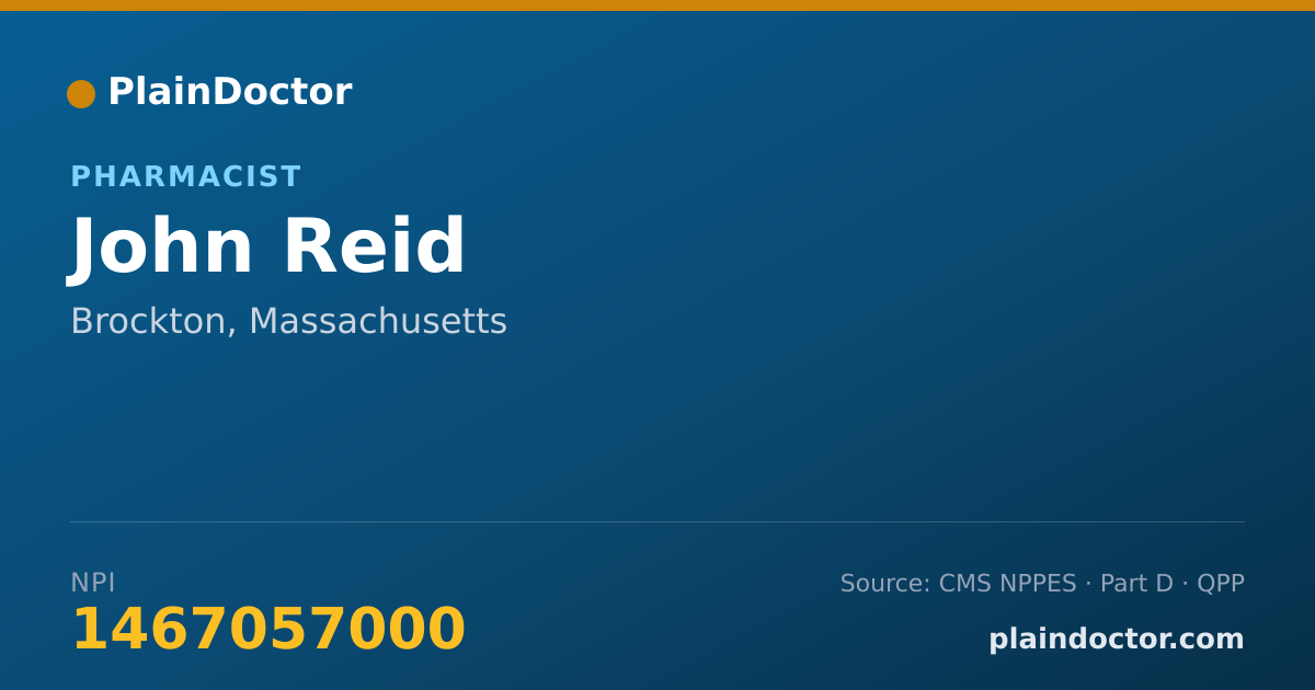 Shareable card for John Reid - Pharmacist, Brockton, MA
