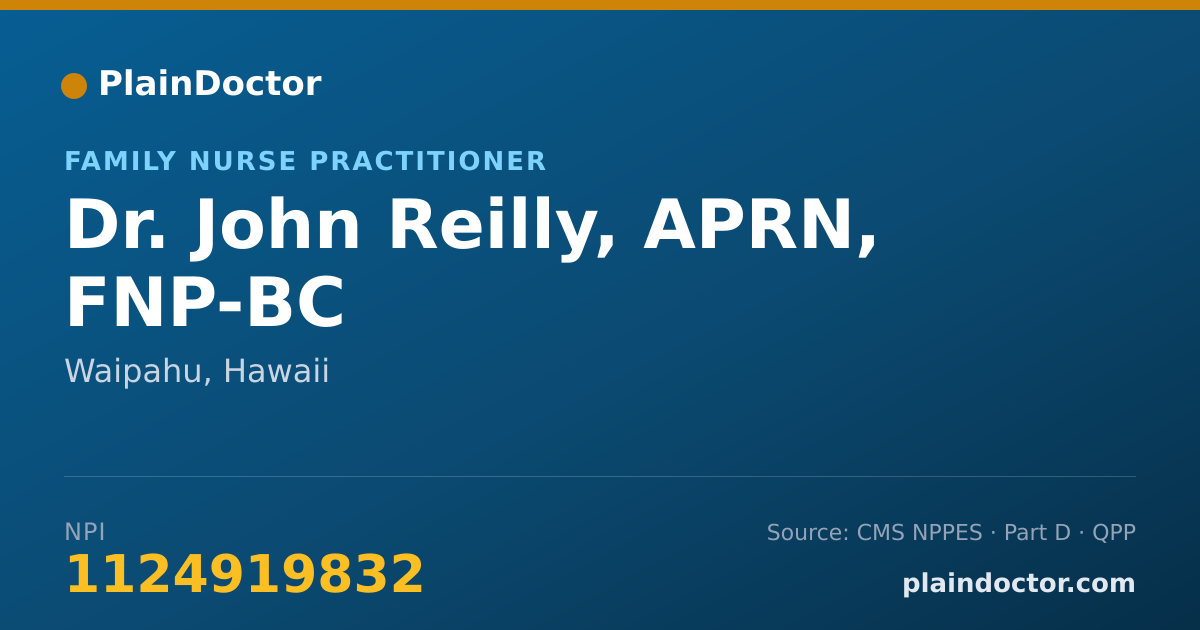 Shareable card for John Reilly, APRN, FNP-BC - Family Nurse Practitioner, Waipahu, HI