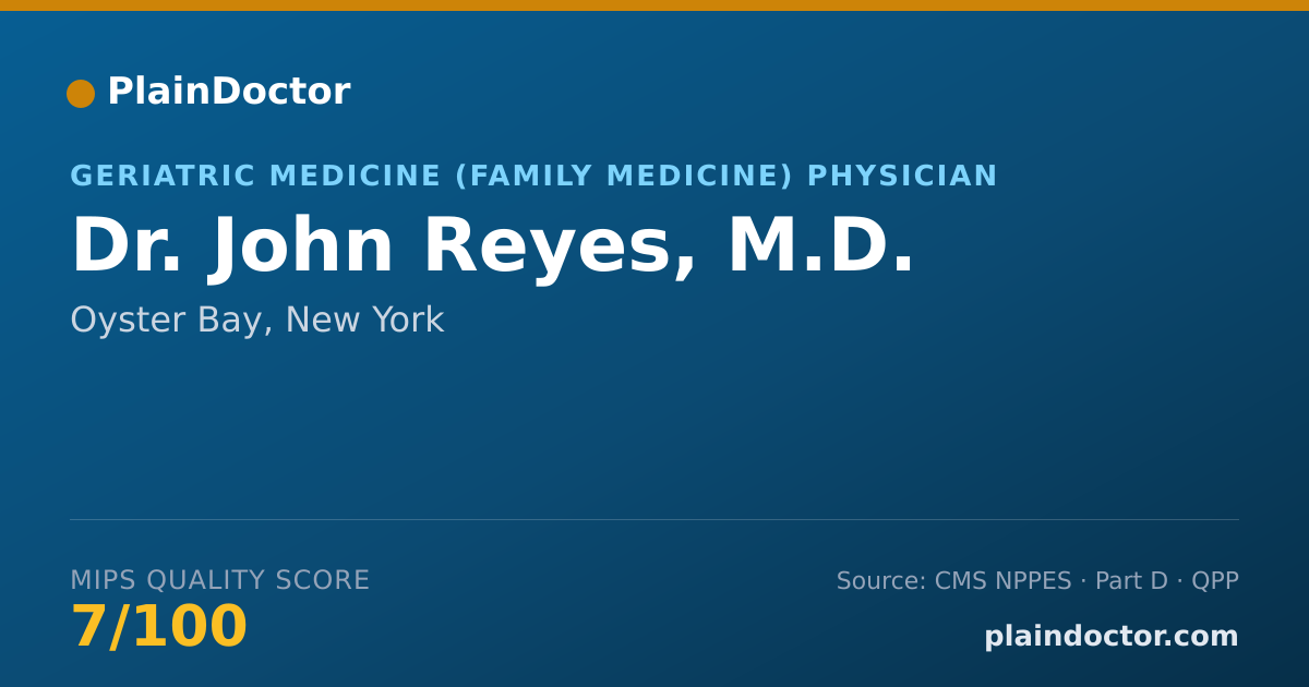 Shareable card for John Reyes, M.D. - Internal Medicine Physician, Oyster Bay, NY