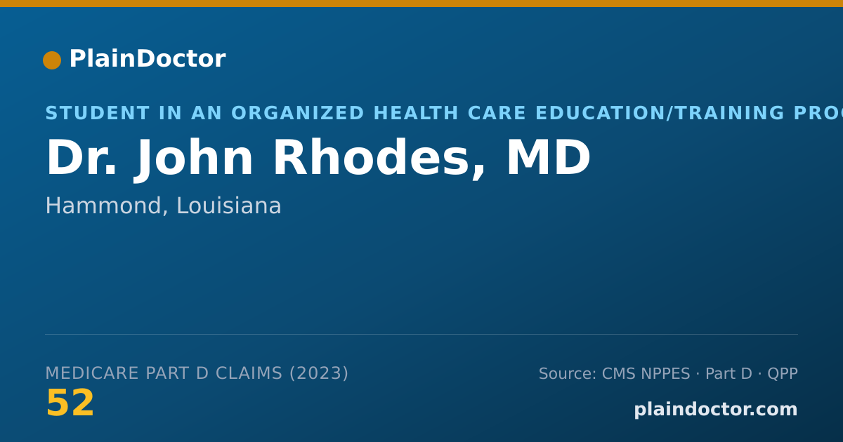Shareable card for John Rhodes, MD - Student in an Organized Health Care Education/Training Program, Hammond, LA
