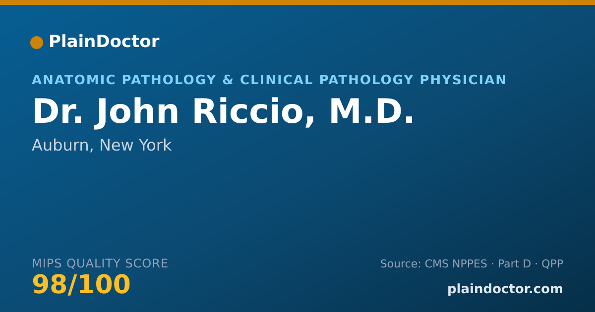 Shareable card for John Riccio, M.D. - Anatomic Pathology & Clinical Pathology Physician, Auburn, NY