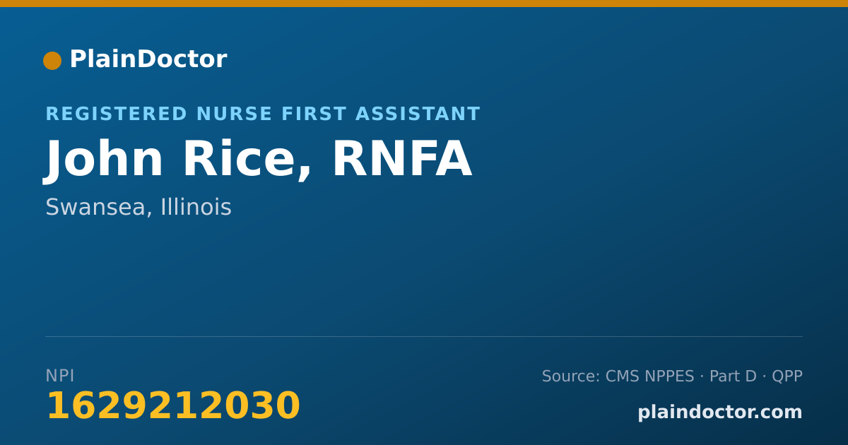 Shareable card for John Rice, RNFA - Registered Nurse First Assistant, Swansea, IL