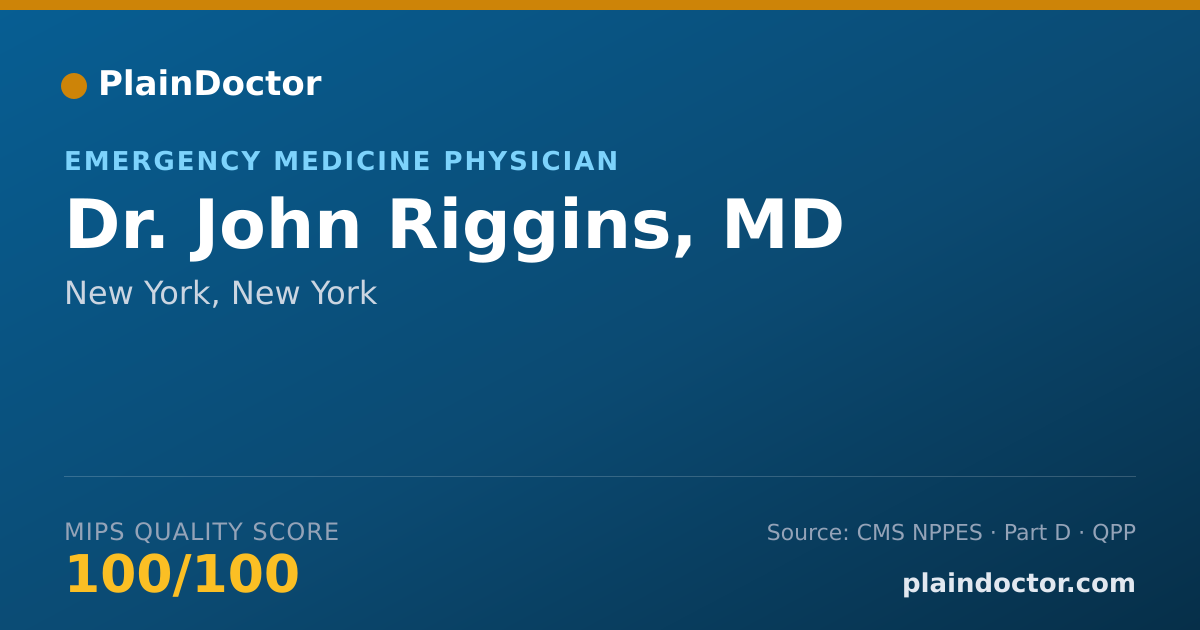 Shareable card for John Riggins, MD - Emergency Medicine Physician, New York, NY