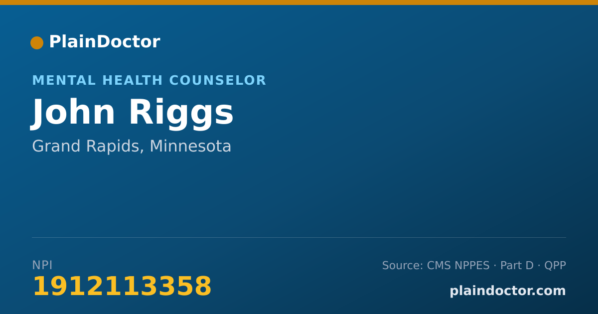 Shareable card for John Riggs - Mental Health Counselor, Grand Rapids, MN