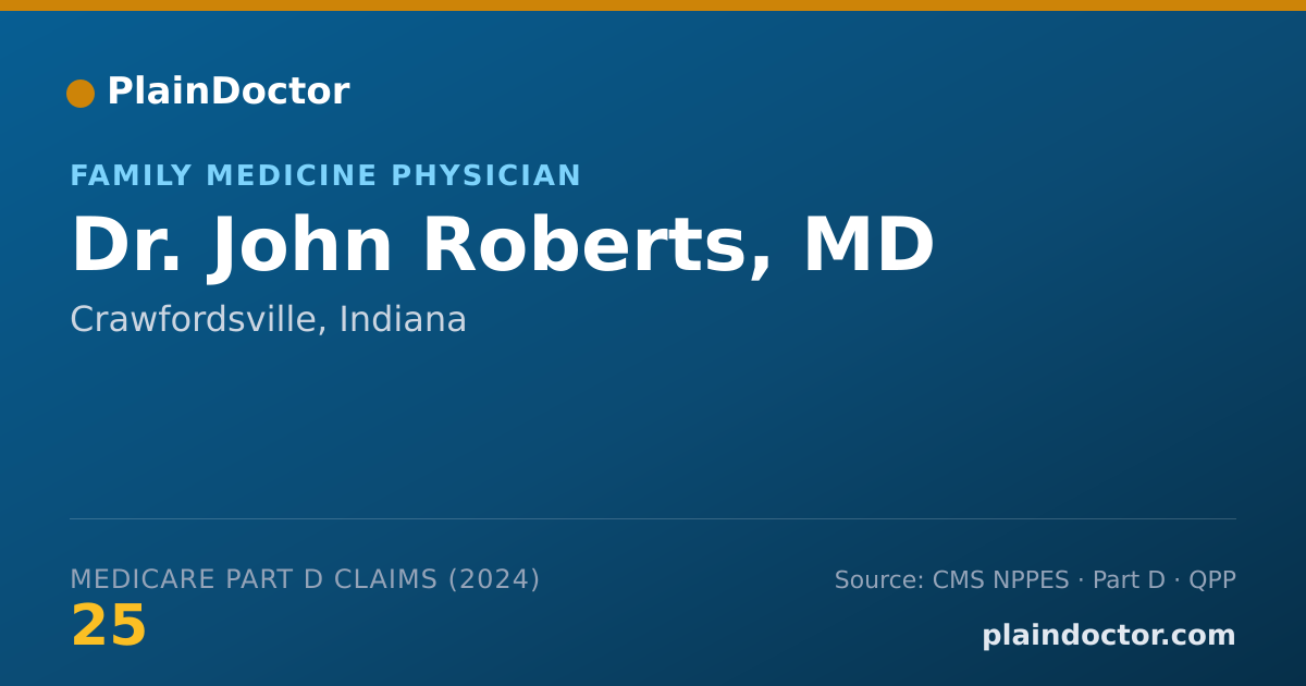 Shareable card for John Roberts, MD - Family Medicine Physician, Crawfordsville, IN