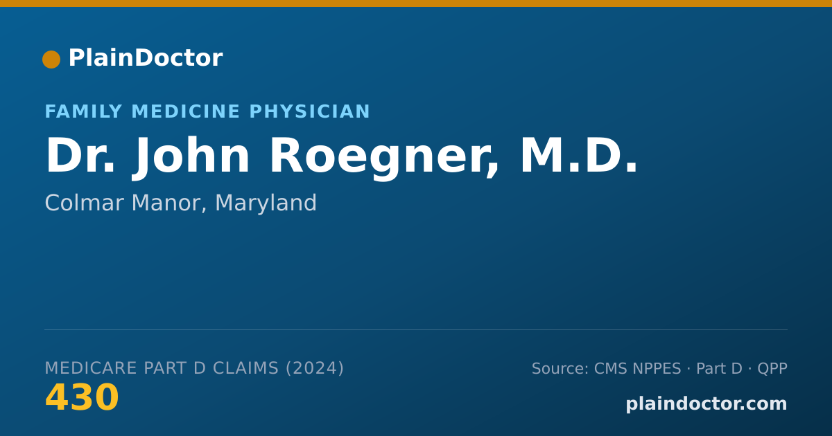 Shareable card for John Roegner, M.D. - Family Medicine Physician, Colmar Manor, MD