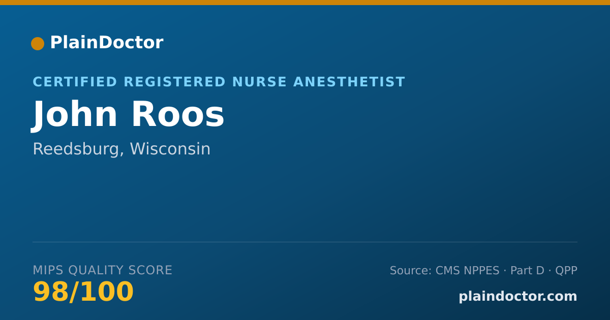Shareable card for John Roos - Certified Registered Nurse Anesthetist, Reedsburg, WI