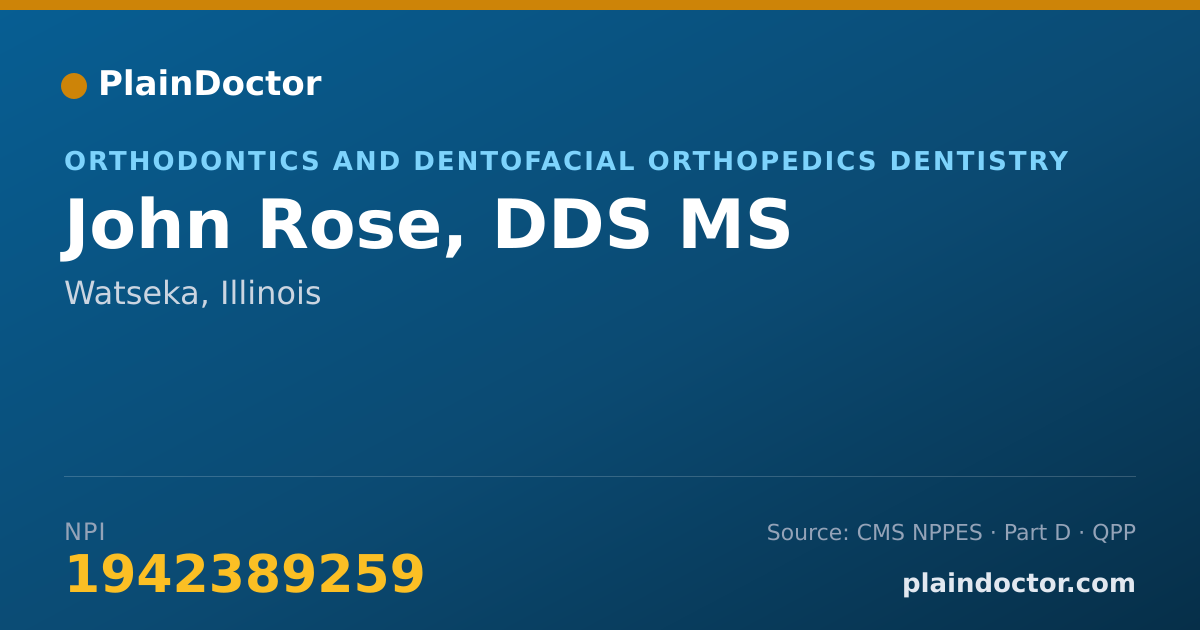 Shareable card for John Rose, DDS MS - Orthodontics and Dentofacial Orthopedics Dentistry, Watseka, IL