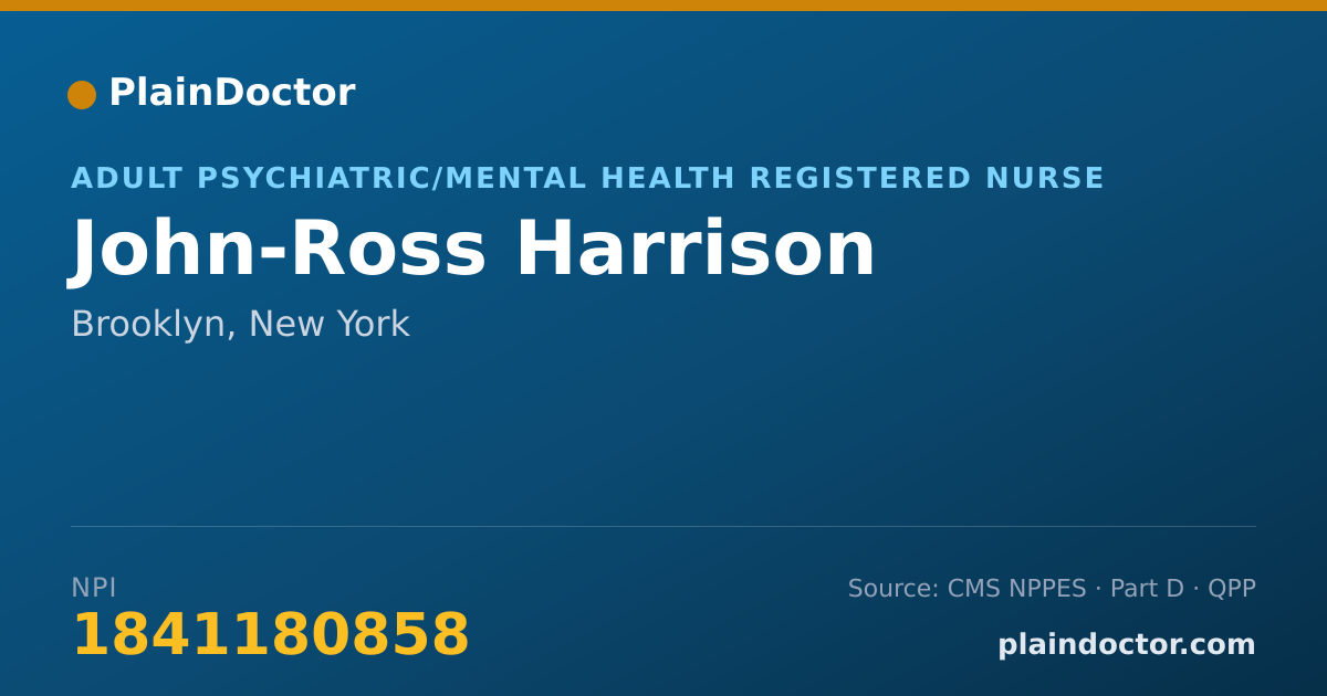 Shareable card for John-Ross Harrison - Adult Psychiatric/Mental Health Registered Nurse, Brooklyn, NY