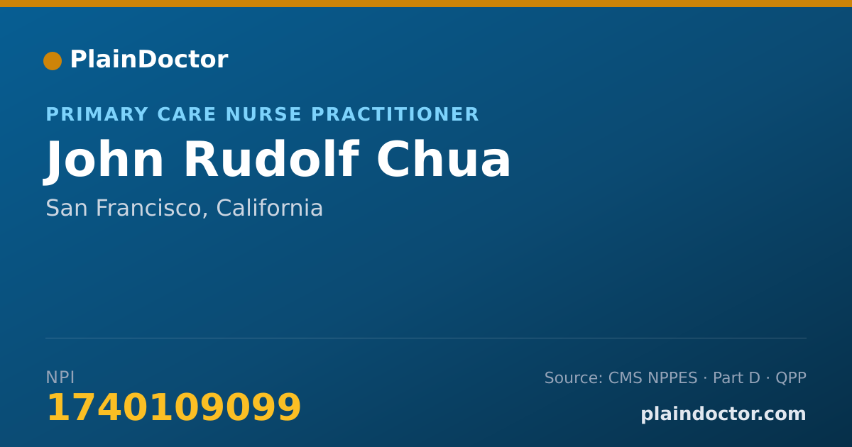 Shareable card for John Rudolf Chua - Primary Care Nurse Practitioner, San Francisco, CA