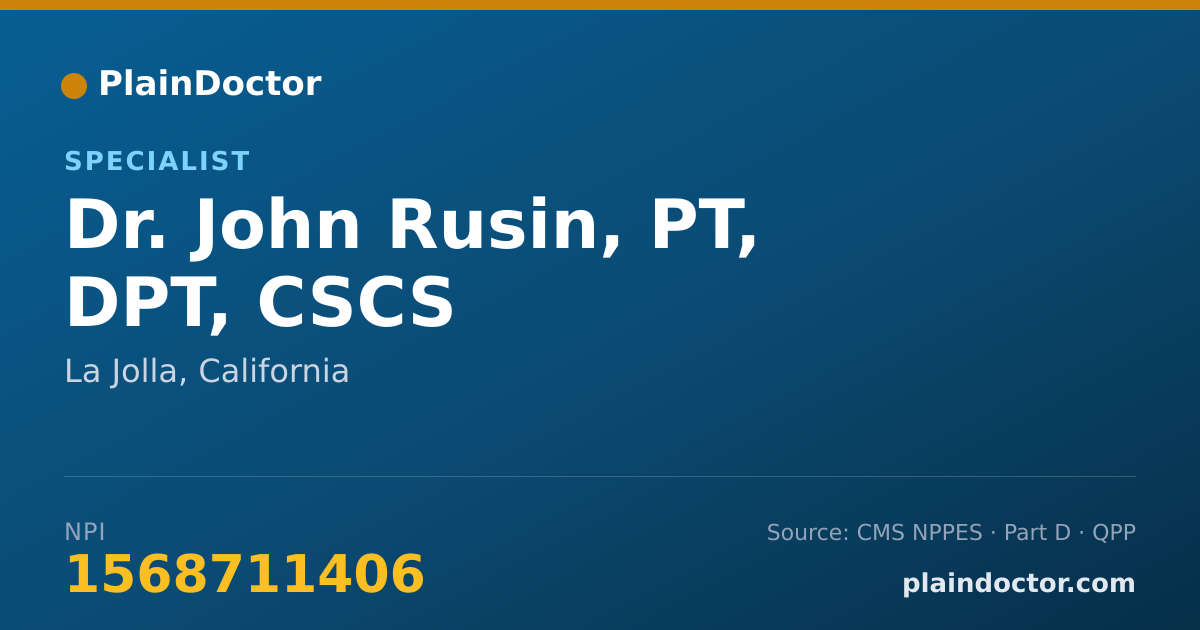 Shareable card for John Rusin, PT, DPT, CSCS - Specialist, La Jolla, CA