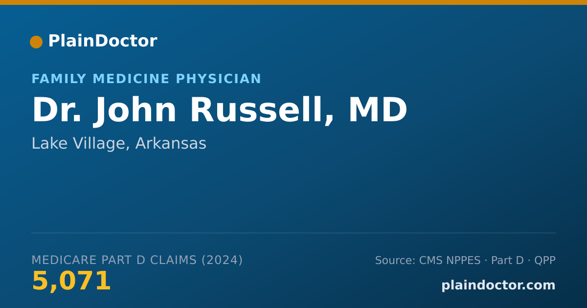 Shareable card for John Russell, MD - Family Medicine Physician, Lake Village, AR