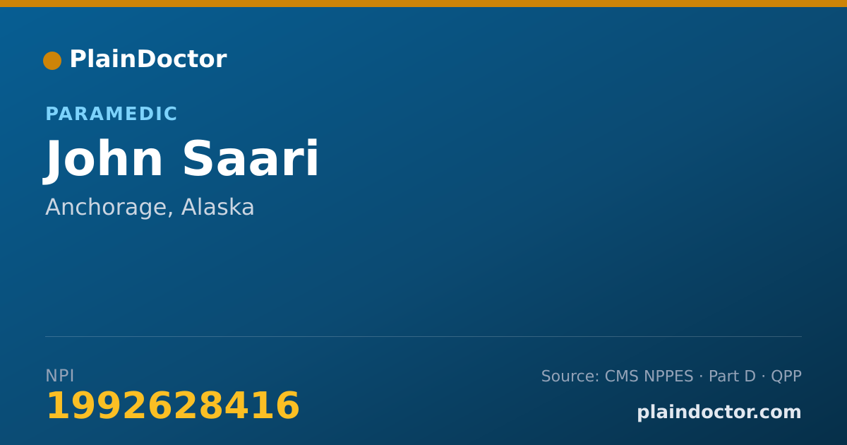 Shareable card for John Saari - Paramedic, Anchorage, AK