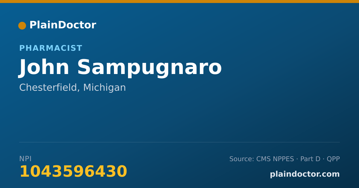 Shareable card for John Sampugnaro - Pharmacist, Chesterfield, MI