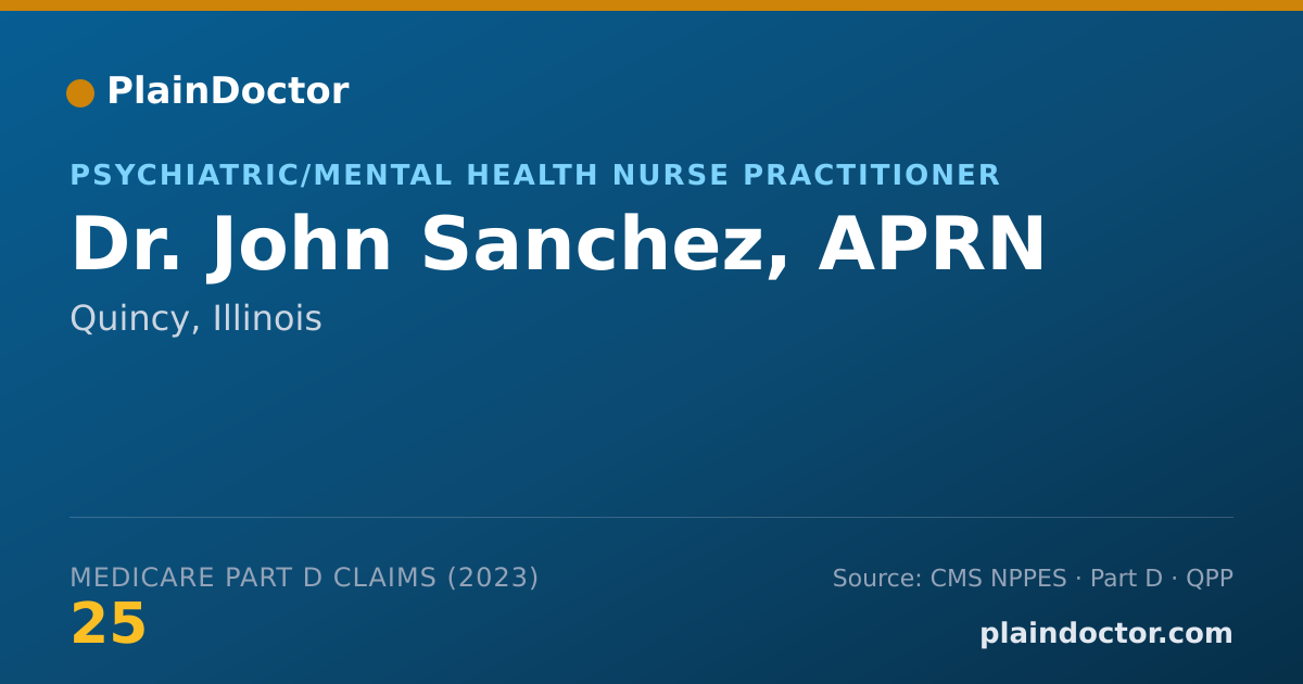 Shareable card for John Sanchez, APRN - Psychiatric/Mental Health Nurse Practitioner, Quincy, IL