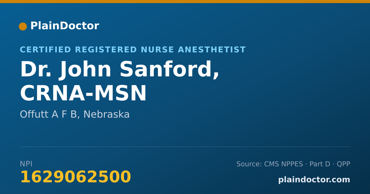 Shareable card for John Sanford, CRNA-MSN - Certified Registered Nurse Anesthetist, Offutt A F B, NE