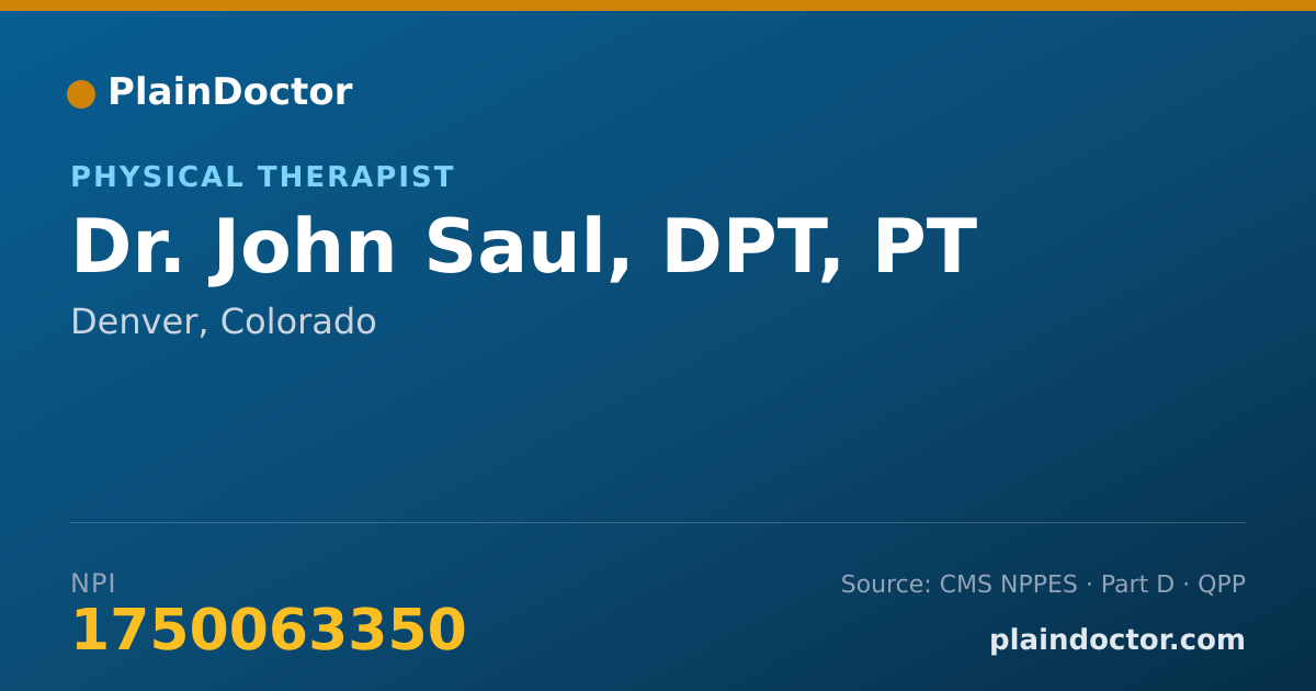 Shareable card for John Saul, DPT, PT - Physical Therapist, Denver, CO