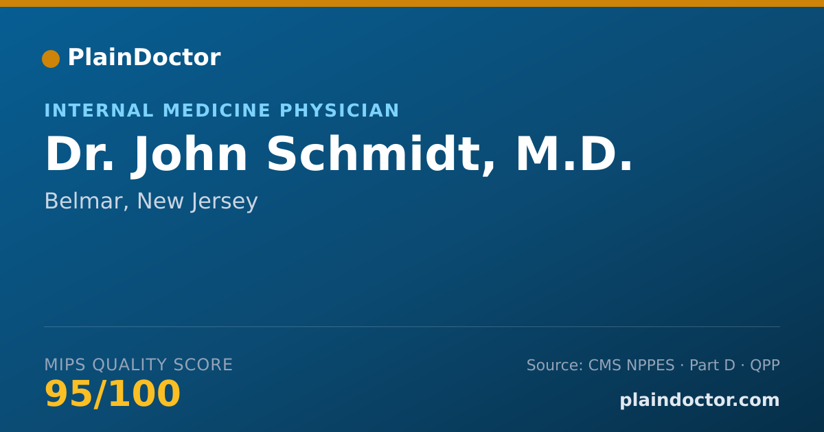 Shareable card for John Schmidt, M.D. - Internal Medicine Physician, Belmar, NJ