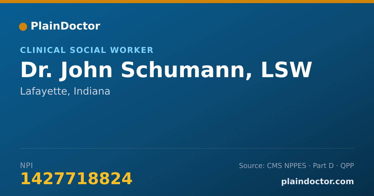 Shareable card for John Schumann, LSW - Clinical Social Worker, Lafayette, IN