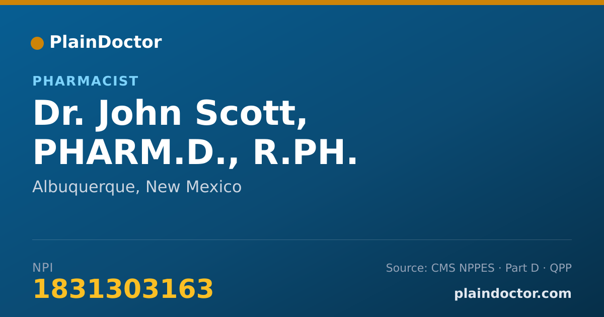 Shareable card for John Scott, PHARM.D., R.PH. - Pharmacist, Albuquerque, NM
