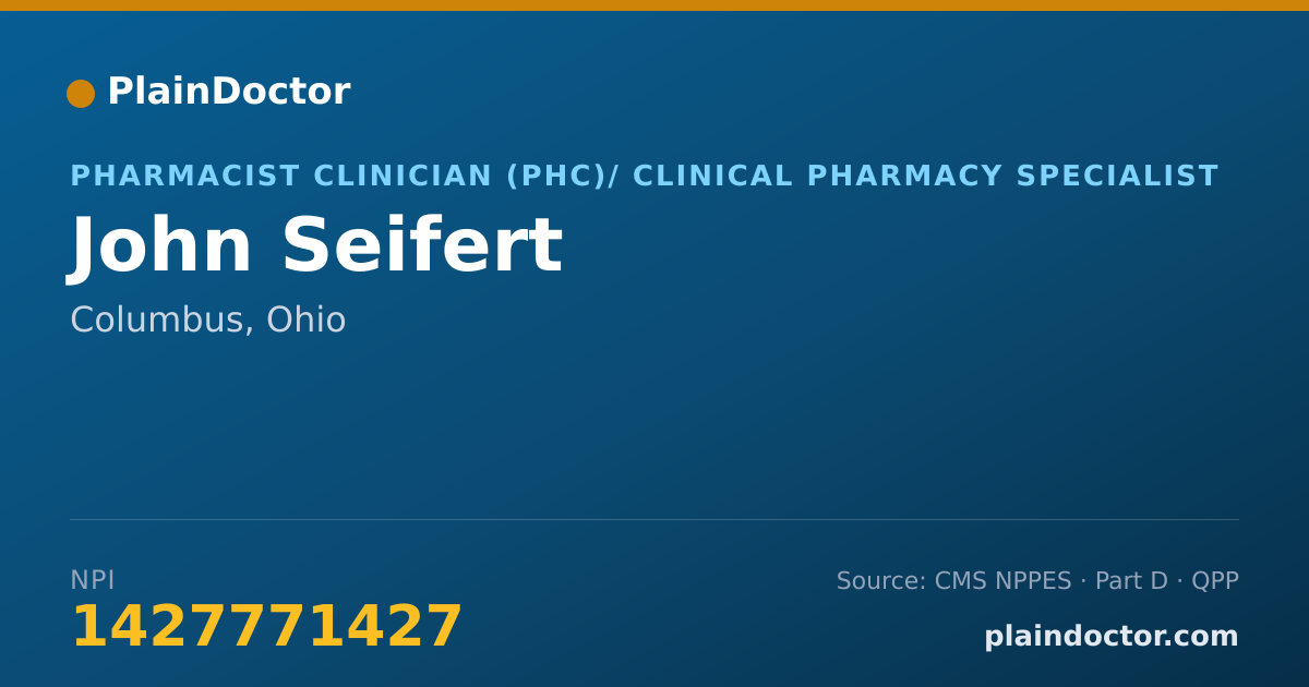 Shareable card for John Seifert - Pharmacist Clinician (PhC)/ Clinical Pharmacy Specialist, Columbus, OH