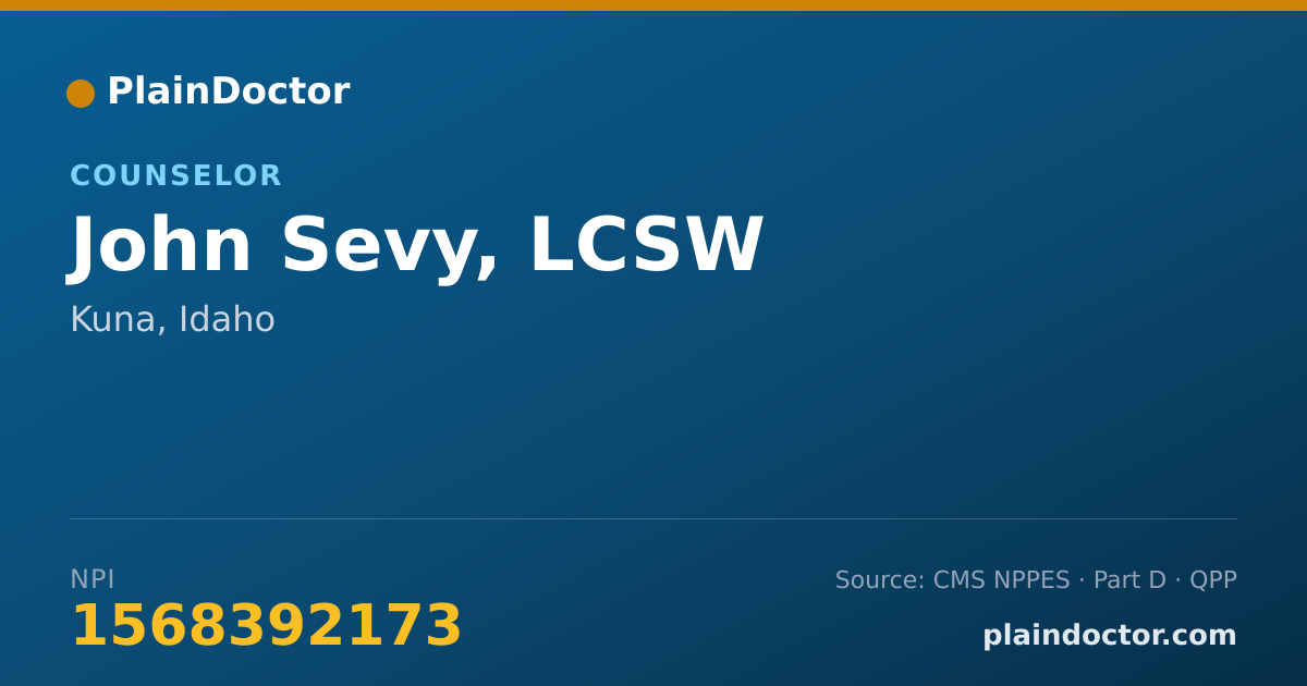 Shareable card for John Sevy, LCSW - Counselor, Kuna, ID