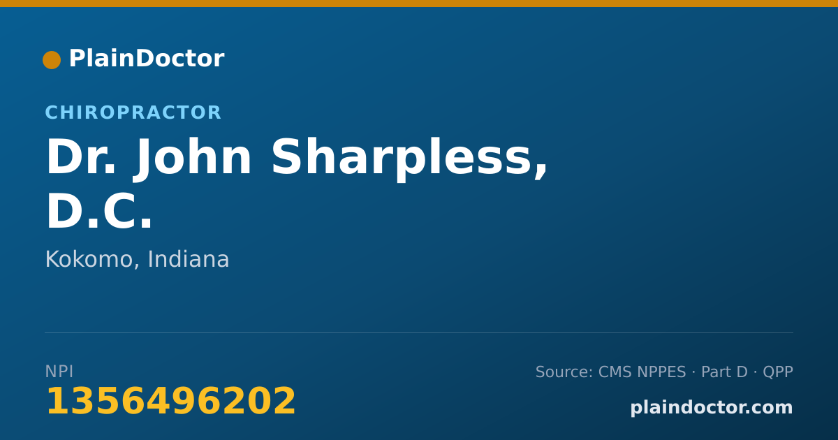 Shareable card for John Sharpless, D.C. - Chiropractor, Kokomo, IN