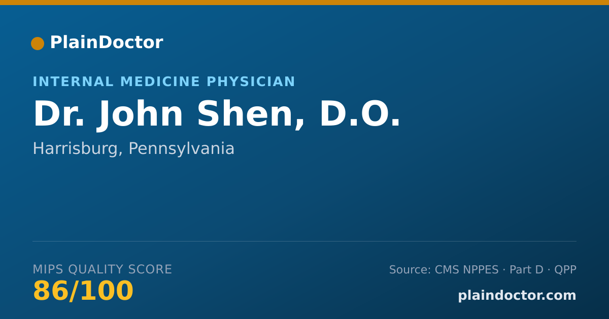 Shareable card for John Shen, D.O. - Internal Medicine Physician, Harrisburg, PA