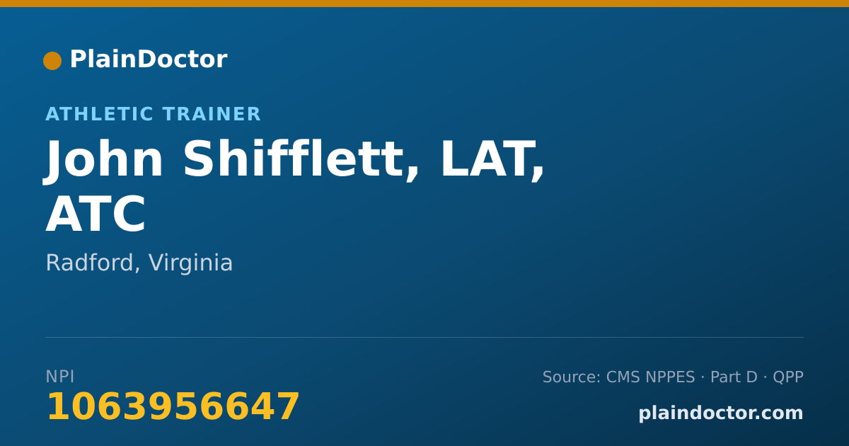 Shareable card for John Shifflett, LAT, ATC - Athletic Trainer, Radford, VA