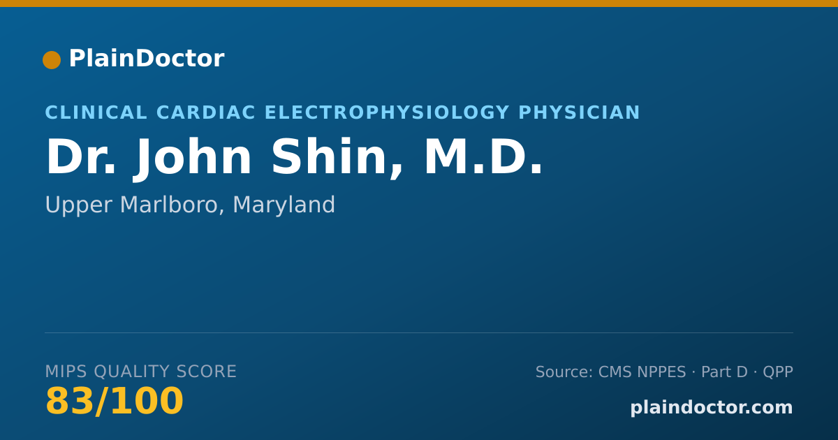 Shareable card for John Shin, M.D. - Clinical Cardiac Electrophysiology Physician, Upper Marlboro, MD