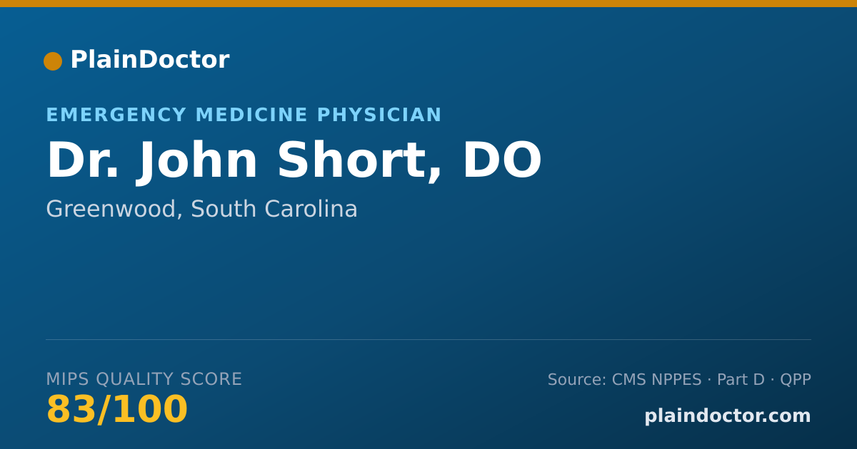 Shareable card for John Short, DO - Emergency Medicine Physician, Greenwood, SC