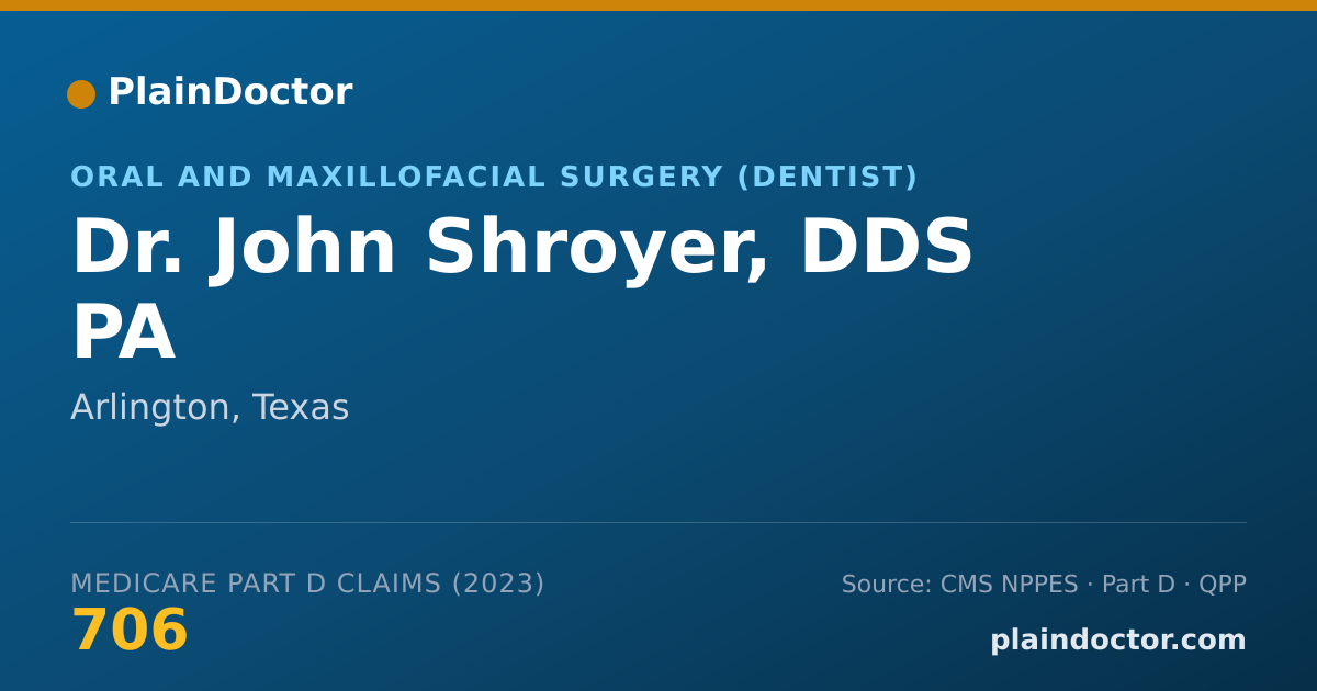 Shareable card for John Shroyer, DDS PA - Oral and Maxillofacial Surgery (Dentist), Arlington, TX
