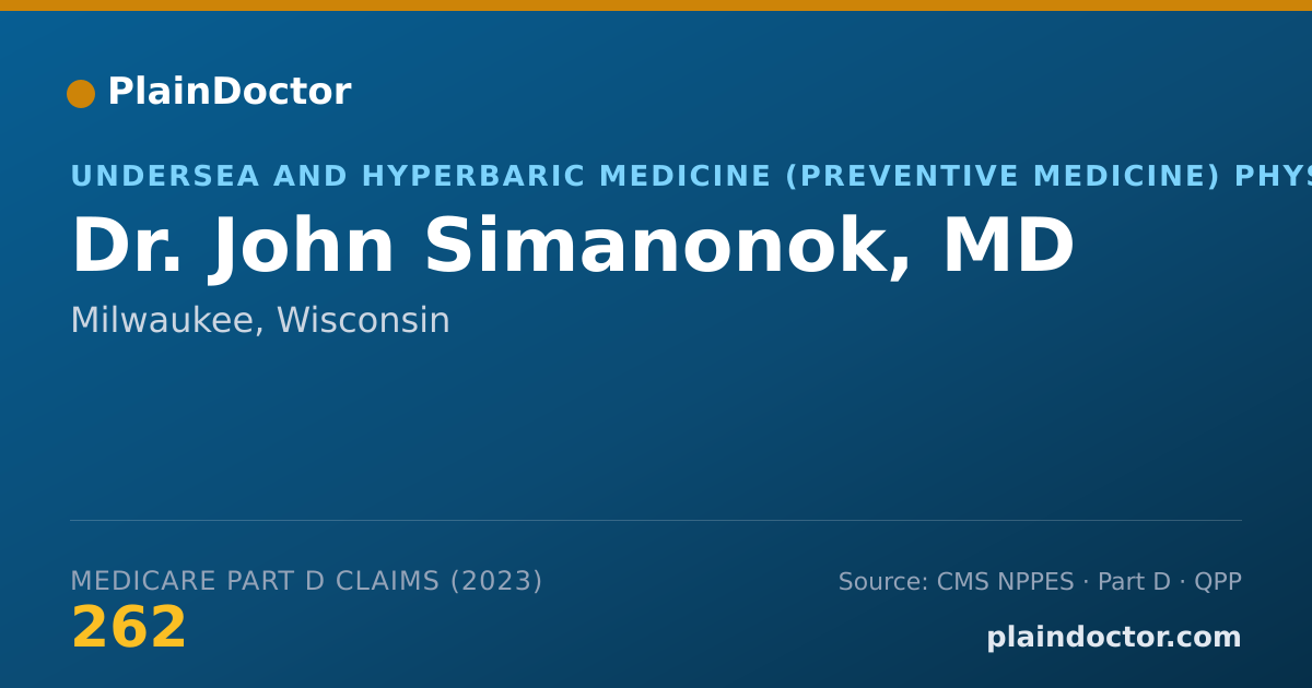 Shareable card for John Simanonok, MD - Undersea and Hyperbaric Medicine (Preventive Medicine) Physician, Milwaukee, WI