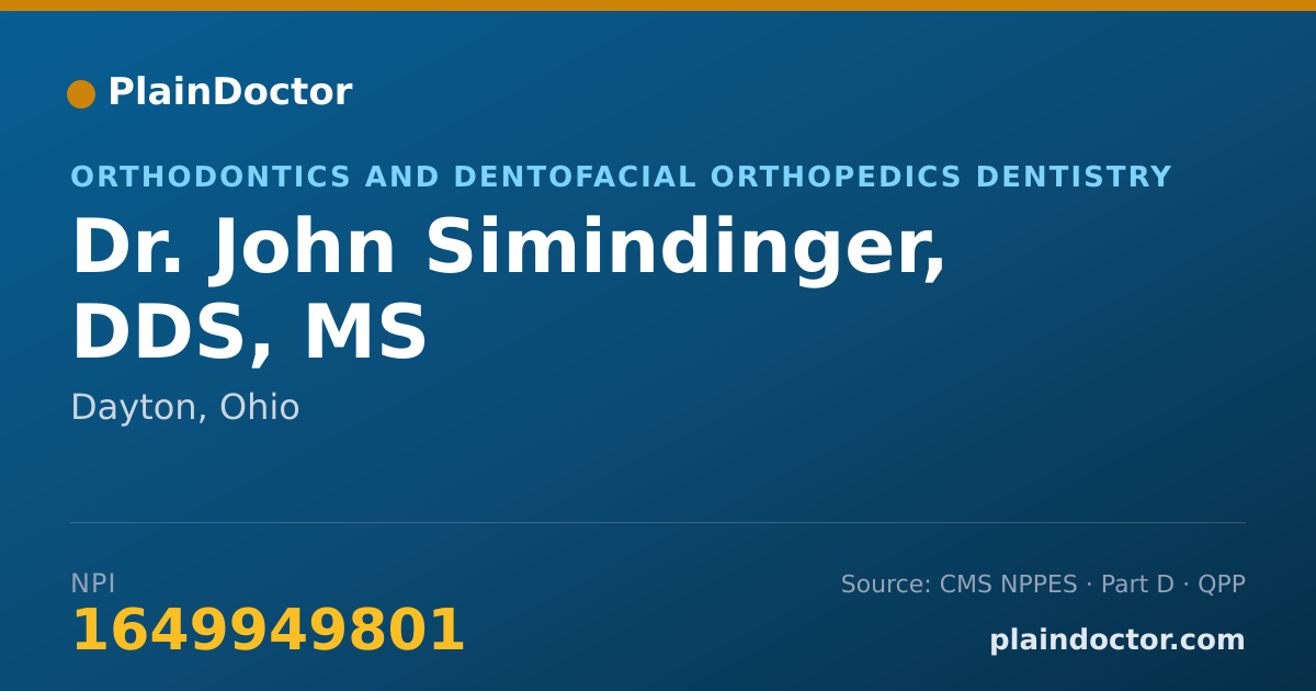 Shareable card for John Simindinger, DDS, MS - Orthodontics and Dentofacial Orthopedics Dentistry, Dayton, OH