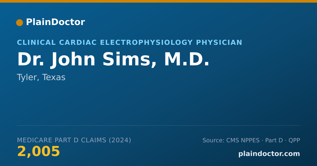 Shareable card for John Sims, M.D. - Clinical Cardiac Electrophysiology Physician, Tyler, TX