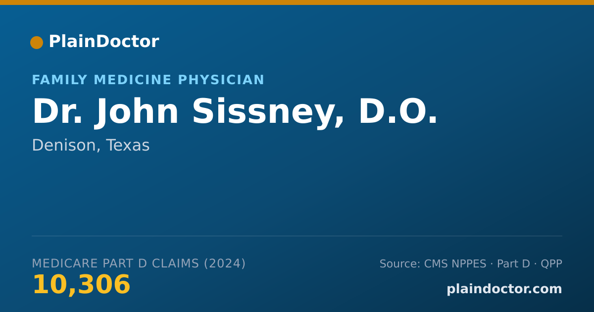 Shareable card for John Sissney, D.O. - Family Medicine Physician, Denison, TX