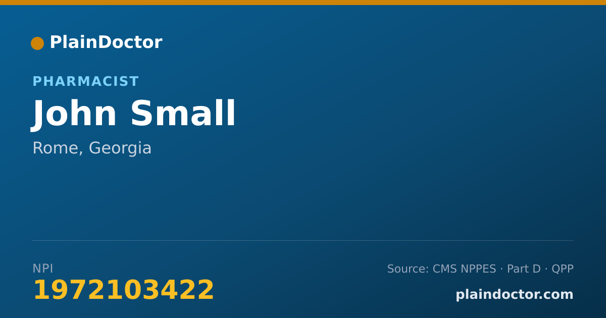 Shareable card for John Small - Pharmacist, Rome, GA