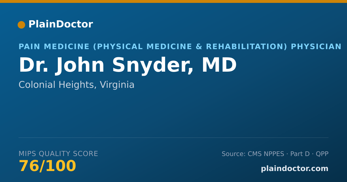 Shareable card for John Snyder, MD - Pain Medicine (Physical Medicine & Rehabilitation) Physician, Colonial Heights, VA