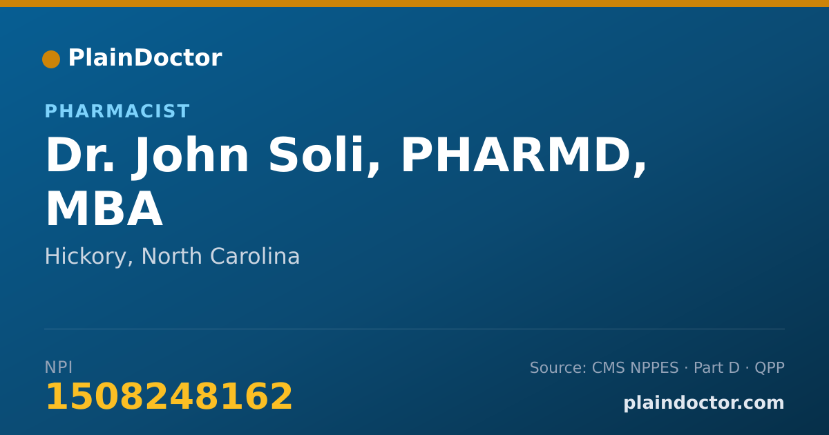 Shareable card for John Soli, PHARMD, MBA - Pharmacist, Hickory, NC