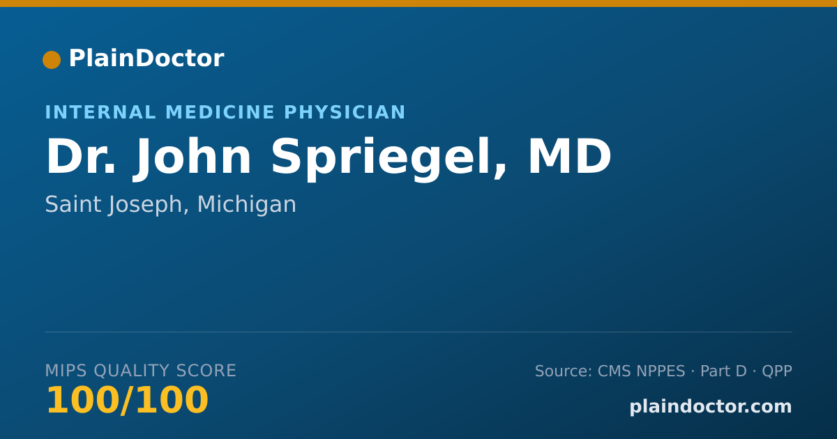 Shareable card for John Spriegel, MD - Internal Medicine Physician, Saint Joseph, MI
