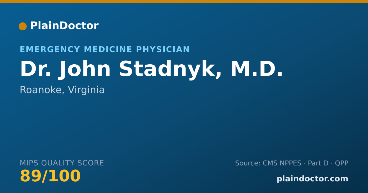 Shareable card for John Stadnyk, M.D. - Emergency Medicine Physician, Roanoke, VA
