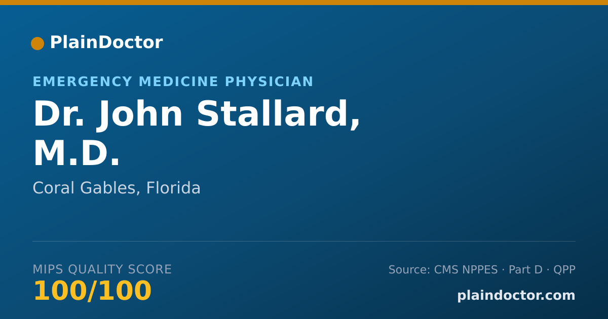 Shareable card for John Stallard, M.D. - Emergency Medicine Physician, Coral Gables, FL