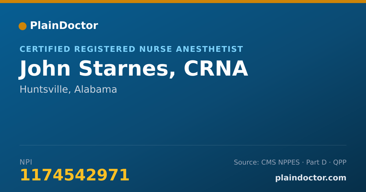 Shareable card for John Starnes, CRNA - Certified Registered Nurse Anesthetist, Huntsville, AL