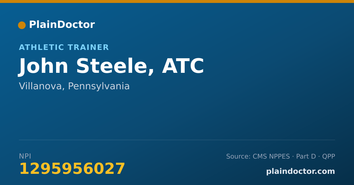 Shareable card for John Steele, ATC - Athletic Trainer, Villanova, PA