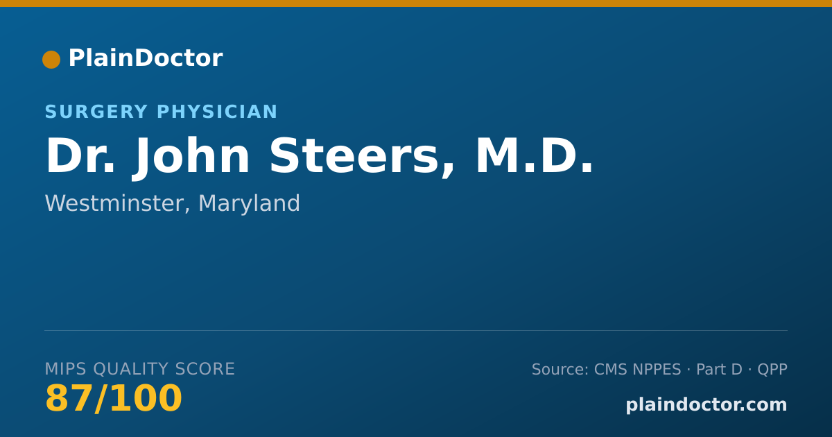 Shareable card for John Steers, M.D. - Surgery Physician, Westminster, MD