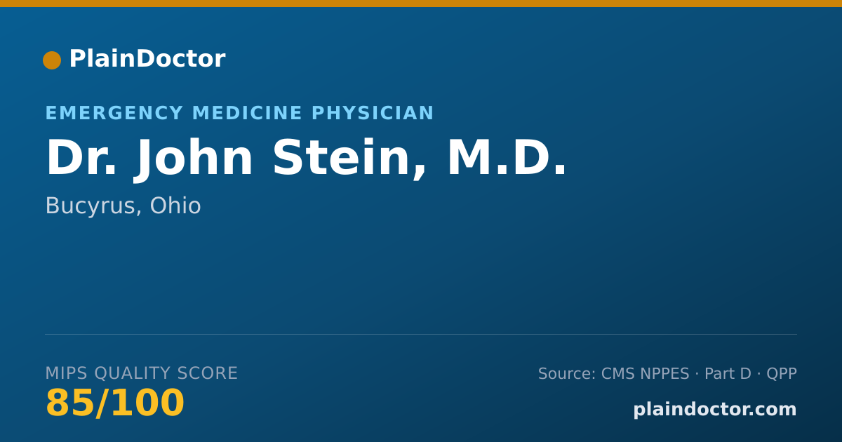 Shareable card for John Stein, M.D. - Emergency Medicine Physician, Bucyrus, OH