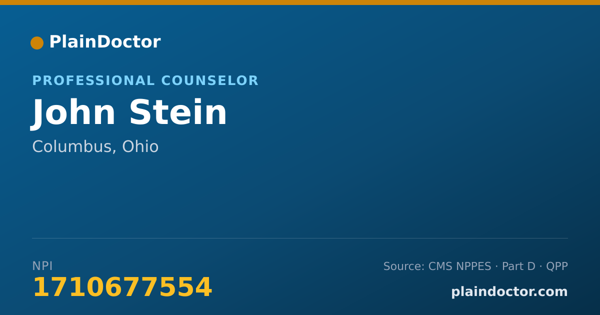 Shareable card for John Stein - Professional Counselor, Columbus, OH