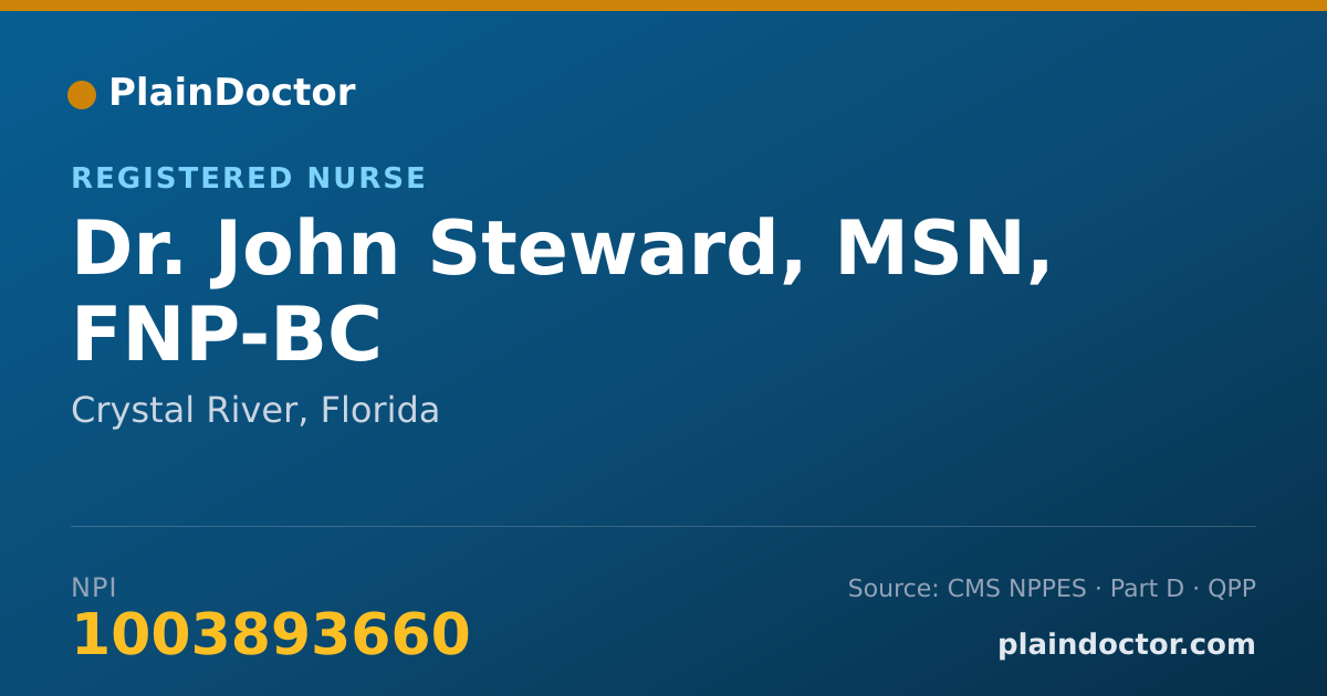 Shareable card for John Steward, MSN, FNP-BC - Registered Nurse, Crystal River, FL