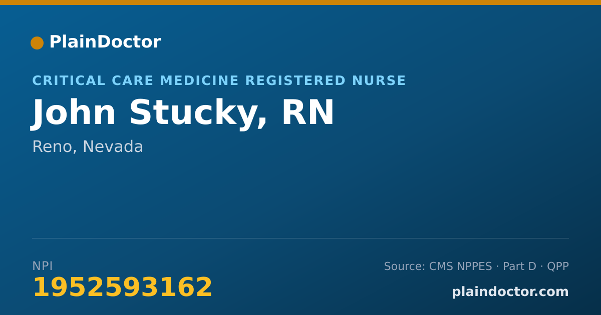 Shareable card for John Stucky, RN - Critical Care Medicine Registered Nurse, Reno, NV