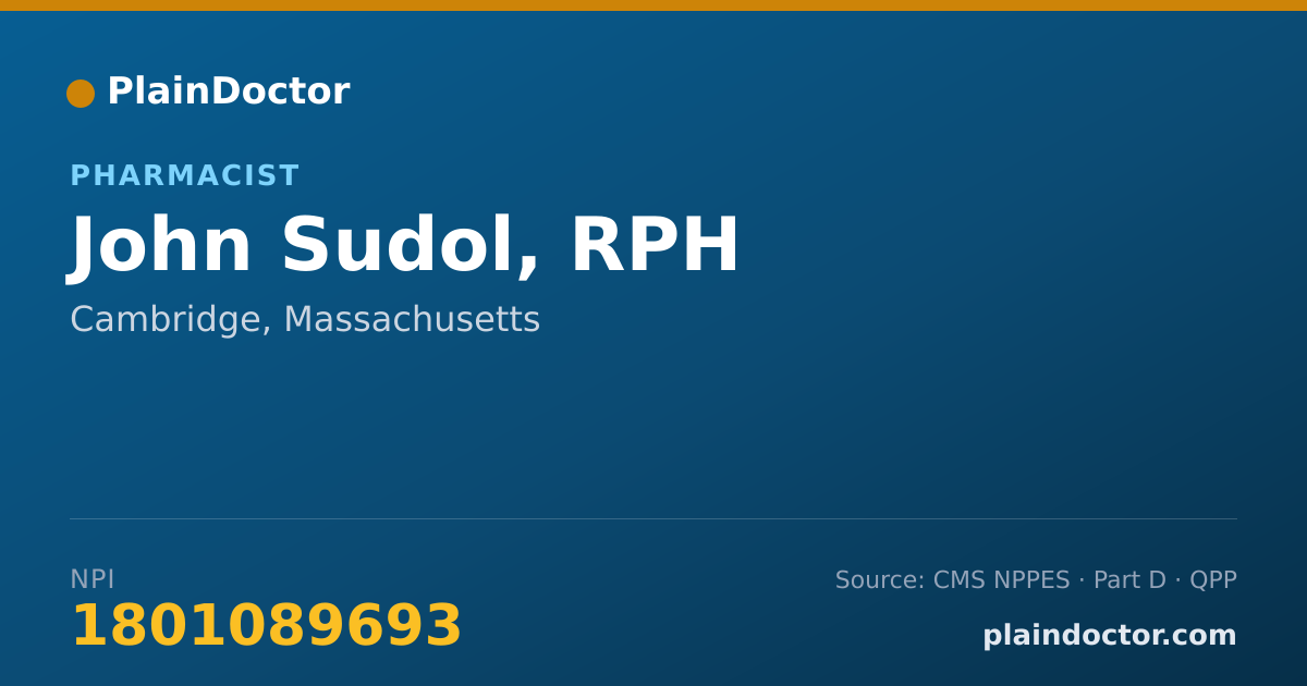 Shareable card for John Sudol, RPH - Pharmacist, Cambridge, MA